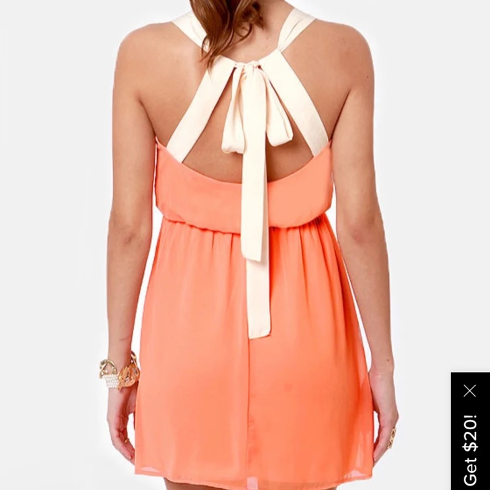 Honey Punch Coral Backless Dress